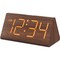 Wooden Digital Alarm Clocks for Bedrooms - Electric Desk Clock with Large Numbers, USB Port, Battery Backup Alarm, Adjustable Volume, Dimmer, Snooze, DST, 12/24H, Wood Décor (Brown)